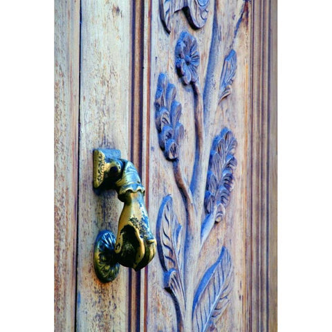 Mexico, San Miguel de Allende, hand door knocker Black Modern Wood Framed Art Print by Rotenberg, Nancy