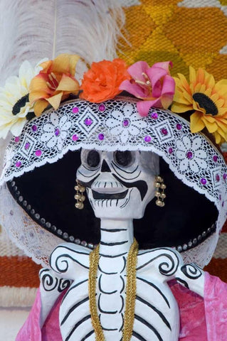 Mexico, Skeleton at Day of The Dead festival Black Ornate Wood Framed Art Print with Double Matting by Rotenberg, Nancy