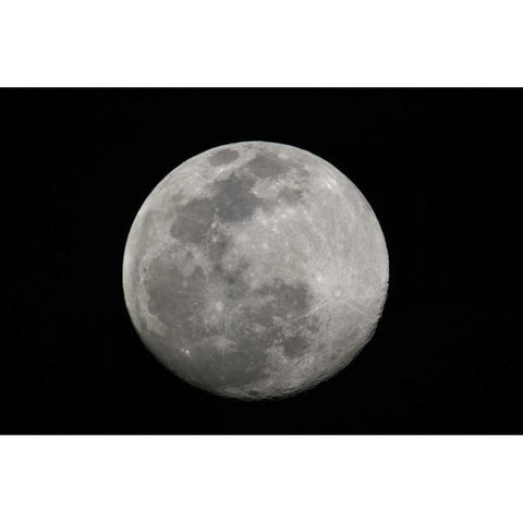 Full moon in black and white Black Modern Wood Framed Art Print by Morris, Arthur