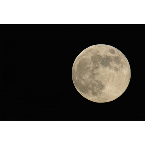 Full moon with yellowish hue to right of frame Gold Ornate Wood Framed Art Print with Double Matting by Morris, Arthur