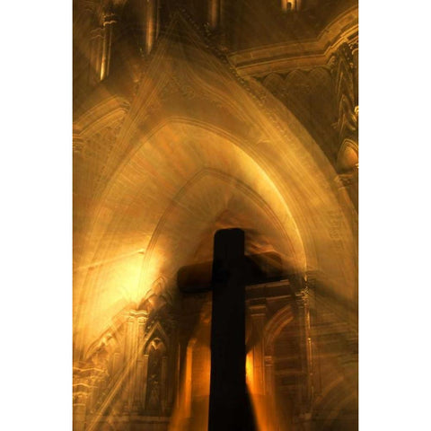 Mexico Abstract of cross in front of church Black Modern Wood Framed Art Print by Rotenberg, Nancy
