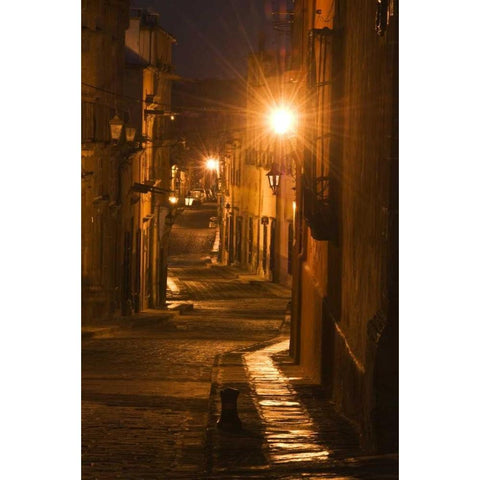Mexico, San Miguel de Allende Street Lanterns White Modern Wood Framed Art Print by Rotenberg, Nancy