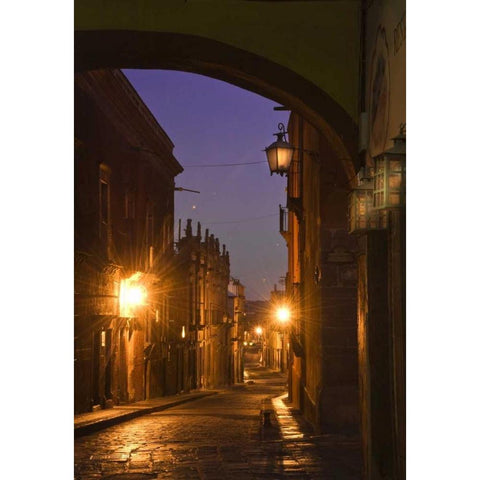 Mexico, San Miguel de Allende Street Lanterns White Modern Wood Framed Art Print by Rotenberg, Nancy