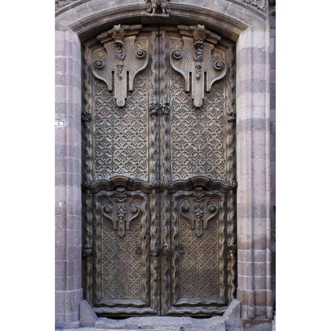 Mexico Carved wooden set of doors Gold Ornate Wood Framed Art Print with Double Matting by Young, Bill