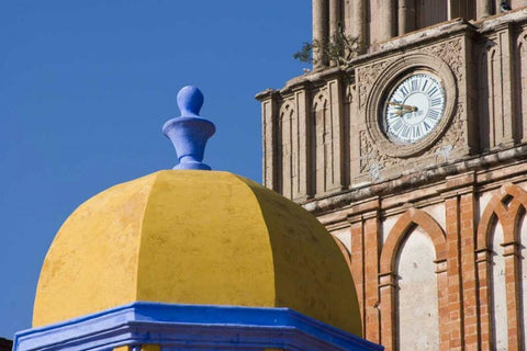 Mexico Yellow dome of Church of San Rafael Black Ornate Wood Framed Art Print with Double Matting by Young, Bill