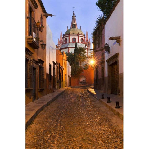 Mexico Early morning street scene White Modern Wood Framed Art Print by Rotenberg, Nancy