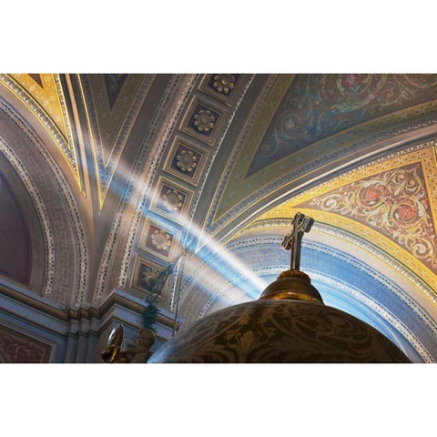 Mexico, Morelia Rays into Roman Catholic church White Modern Wood Framed Art Print by Rotenberg, Nancy