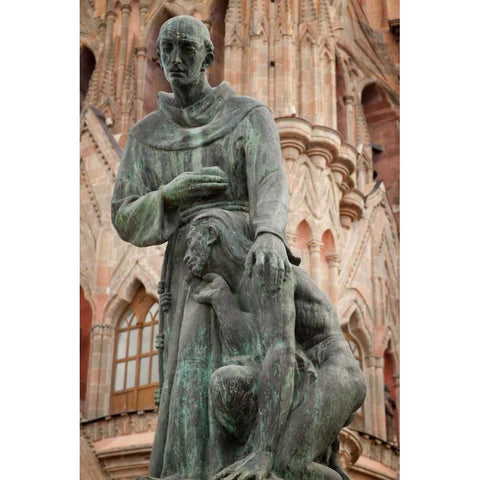 Mexico Statue of Fray Juan de San Miguel White Modern Wood Framed Art Print by Paulson, Don
