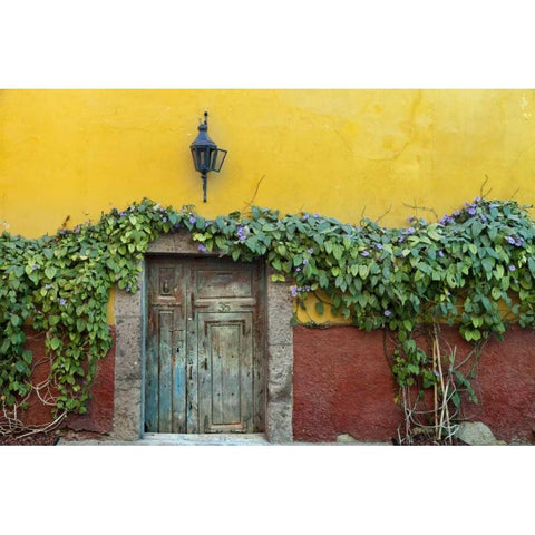 Mexico Doorway to colorful building White Modern Wood Framed Art Print by Paulson, Don