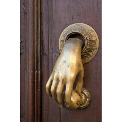 Mexico Detail of a door and door knocker Gold Ornate Wood Framed Art Print with Double Matting by Paulson, Don