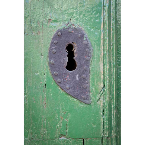 Mexico Detail of wooden door and Key hole Black Modern Wood Framed Art Print by Paulson, Don
