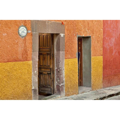 Mexico, San Miguel de Allende Open doorway Black Modern Wood Framed Art Print by Paulson, Don