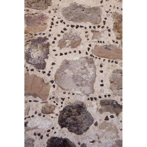 Mexico Detail of traditional stone work on wall Gold Ornate Wood Framed Art Print with Double Matting by Paulson, Don