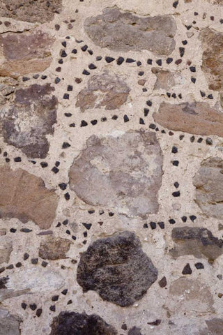 Mexico Detail of traditional stone work on wall Black Ornate Wood Framed Art Print with Double Matting by Paulson, Don