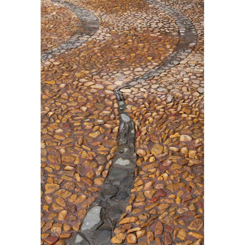 Mexico Cobblestone walkway with pattern Black Modern Wood Framed Art Print by Paulson, Don