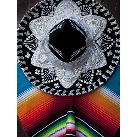 Mexico Arrangement of sombrero and blanket Black Modern Wood Framed Art Print by Paulson, Don