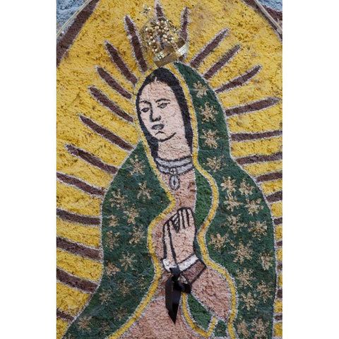 Mexico Painting of The Virgin of Guadalupe Black Modern Wood Framed Art Print by Paulson, Don