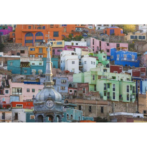 Mexico, Guanajuato View of city buildings Black Modern Wood Framed Art Print by Paulson, Don