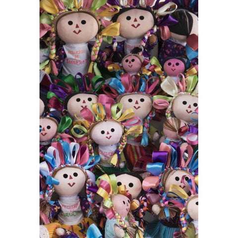 Mexico, Guanajuato Close-up of dolls for sale Black Modern Wood Framed Art Print by Paulson, Don