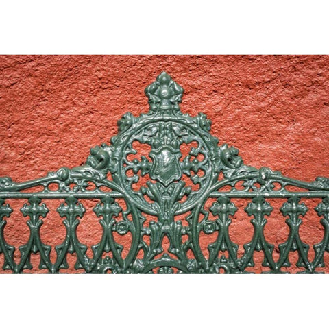 Mexico, Guanajuato Detail of metal park bench Black Modern Wood Framed Art Print by Paulson, Don