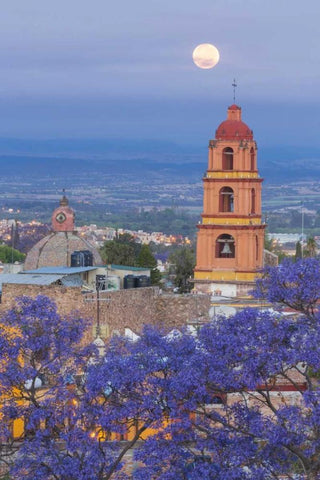 Mexico, San Miguel de Allende Full moon Black Ornate Wood Framed Art Print with Double Matting by Paulson, Don
