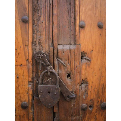 Mexico Padlock on wooden door Black Modern Wood Framed Art Print with Double Matting by Paulson, Don