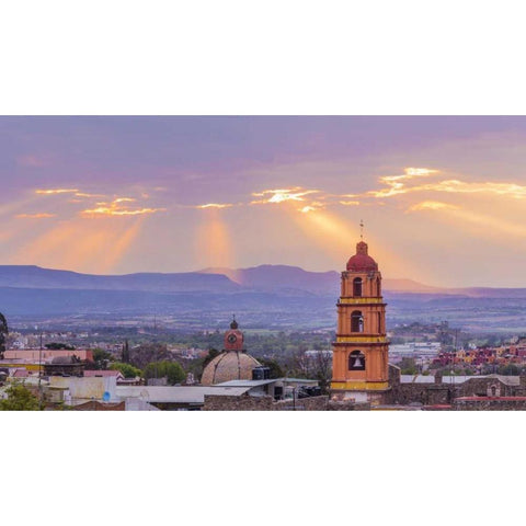 Mexico Sunset over the city Gold Ornate Wood Framed Art Print with Double Matting by Paulson, Don