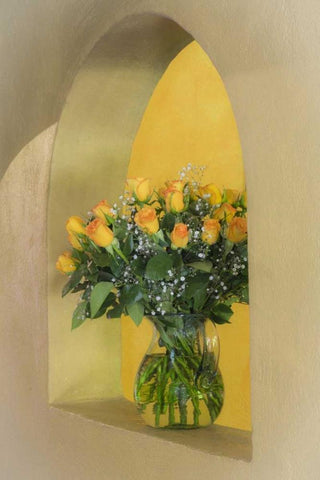 Mexico Arrangement of yellow roses Black Ornate Wood Framed Art Print with Double Matting by Paulson, Don