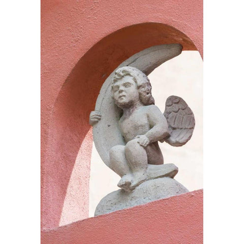 Mexico Cherub holding quarter moon Black Modern Wood Framed Art Print by Paulson, Don