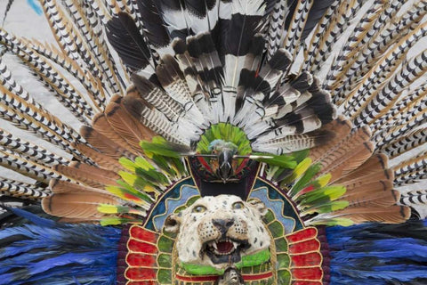 Mexico, San Miguel de Allende Feather headdress White Modern Wood Framed Art Print with Double Matting by Paulson, Don