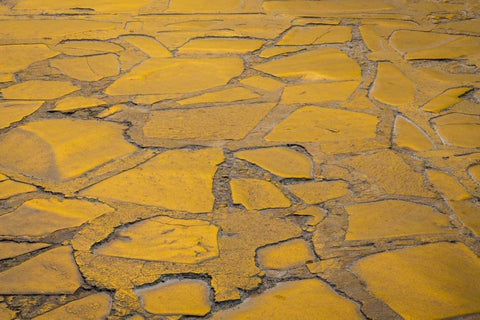 Mexico Morning sun on cobblestone street White Modern Wood Framed Art Print with Double Matting by Paulson, Don