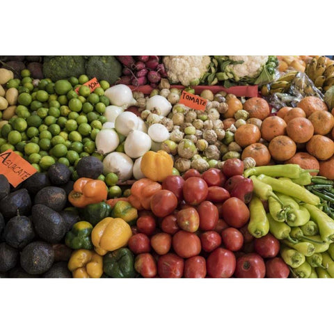Mexico Fruits and vegetables at market Black Modern Wood Framed Art Print by Paulson, Don