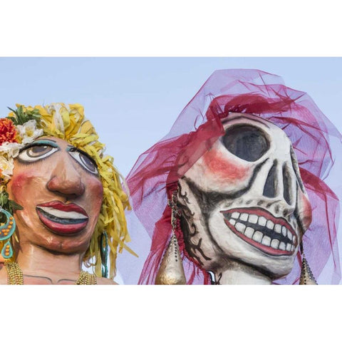 Mexico Puppets in Mojiganga music celebration Black Modern Wood Framed Art Print by Paulson, Don