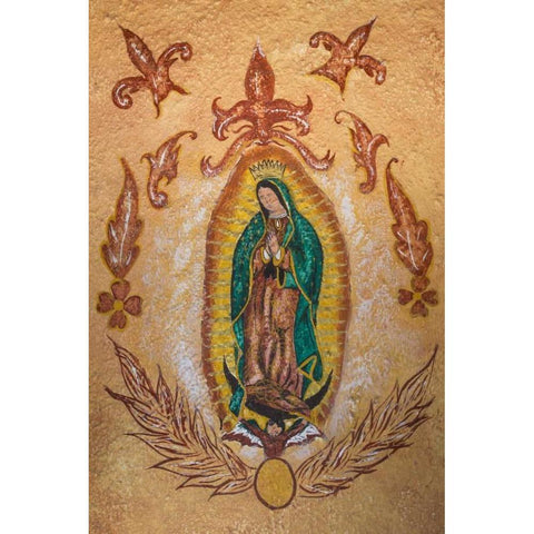 Mexico Wall painting of Our Lady of Guadalupe Black Modern Wood Framed Art Print by Paulson, Don