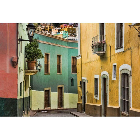 Mexico, Guanajuato Street scene Black Modern Wood Framed Art Print by Paulson, Don
