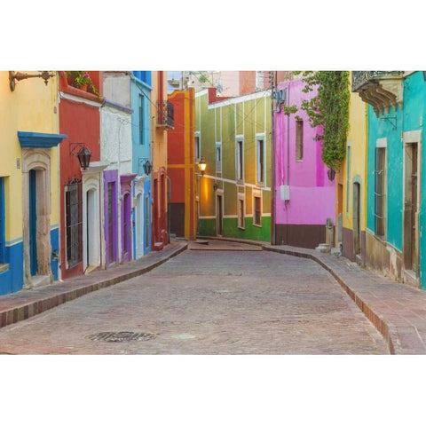 Mexico, Guanajuato Colorful street scene Black Modern Wood Framed Art Print by Paulson, Don