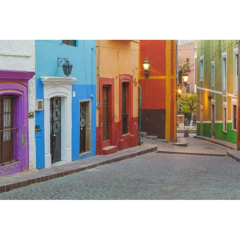 Mexico, Guanajuato Colorful street scene Black Modern Wood Framed Art Print by Paulson, Don
