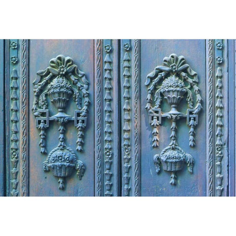Mexico, Guanajuato Detail of wooden door Black Modern Wood Framed Art Print with Double Matting by Paulson, Don