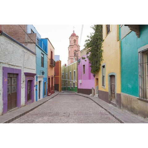 Mexico, Guanajuato Colorful street scene Gold Ornate Wood Framed Art Print with Double Matting by Paulson, Don