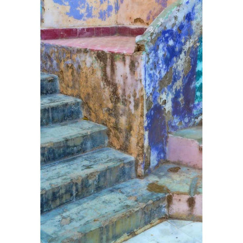 Mexico, Guanajuato Colorful stairs and wall Black Modern Wood Framed Art Print by Paulson, Don