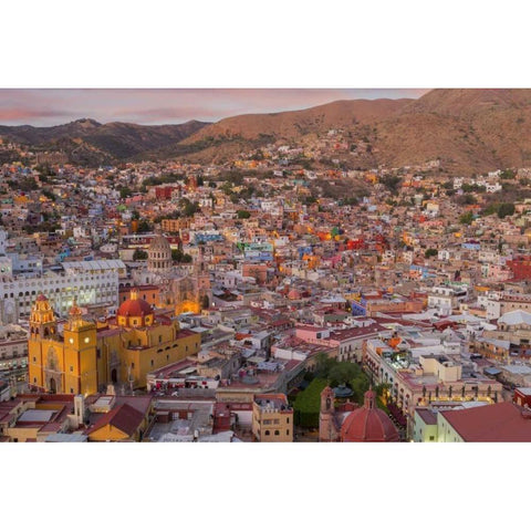 Mexico, Guanajuato Panoramic overview of city Black Modern Wood Framed Art Print with Double Matting by Paulson, Don