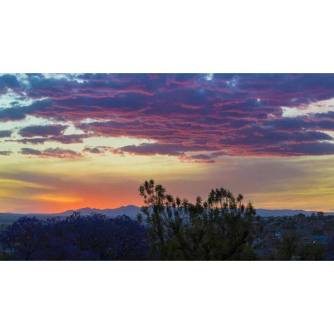 Mexico, San Miguel de Allende Sunset over city Black Modern Wood Framed Art Print with Double Matting by Paulson, Don