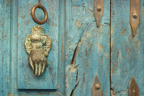 Mexico, San Miguel de Allende Detail of doorway White Modern Wood Framed Art Print with Double Matting by Paulson, Don