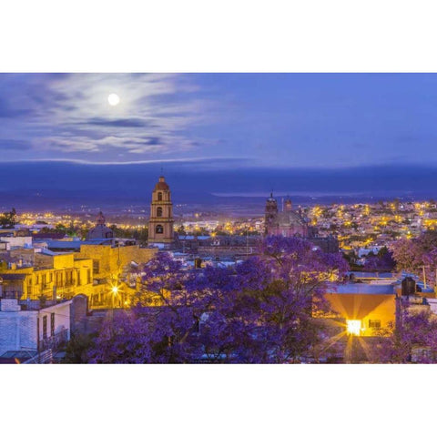 Mexico, San Miguel de Allende Full moon Black Modern Wood Framed Art Print with Double Matting by Paulson, Don