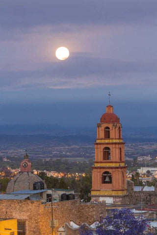 Mexico, San Miguel de Allende Full moon White Modern Wood Framed Art Print with Double Matting by Paulson, Don