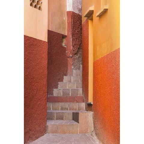 Mexico, Guanajuato Close-up of colorful stairway Black Modern Wood Framed Art Print by Paulson, Don