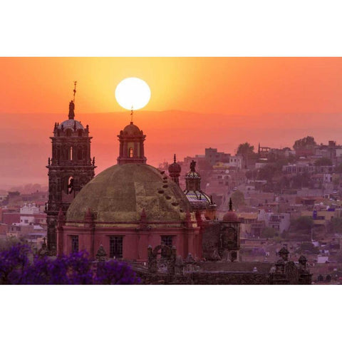 Mexico City overview at sunset Black Modern Wood Framed Art Print by Paulson, Don