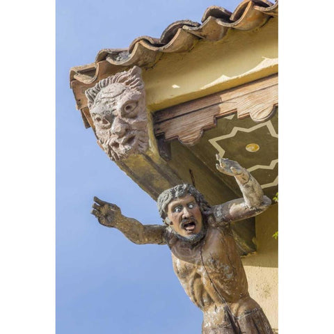 Mexico Gargoyle on building eave Black Modern Wood Framed Art Print with Double Matting by Paulson, Don