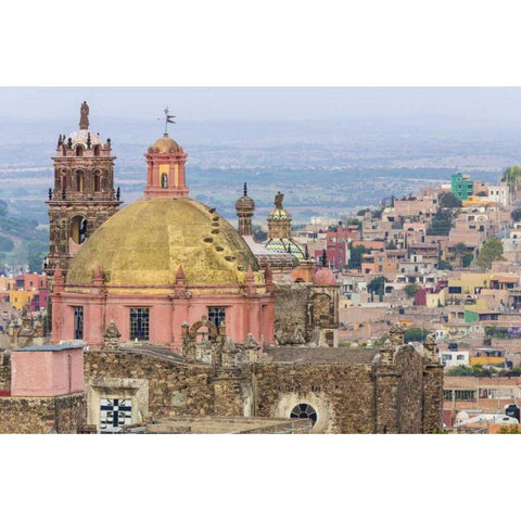 Mexico Overview of church dome and city Black Modern Wood Framed Art Print by Paulson, Don