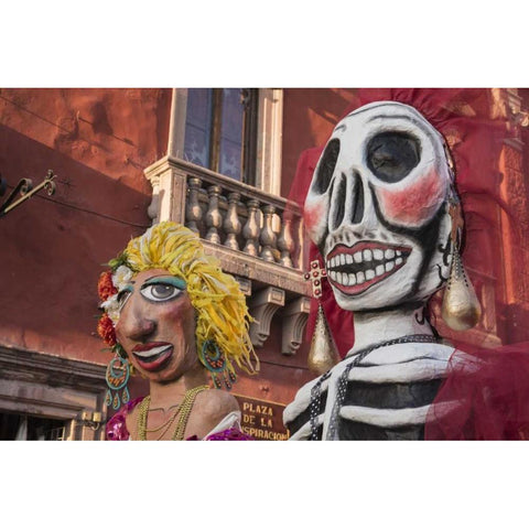 Mexico Puppets in Mojiganga music celebration White Modern Wood Framed Art Print by Paulson, Don